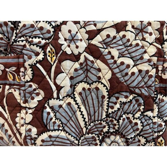 Vera Bradley Retired 2010 Slate Blooms The Gabby Quilted Tote Handbag Brown Gray - Picture 3 of 12